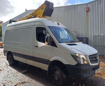 Lot 13 - 2017 Mercedes Sprinter 513 CDI 4x2 panel van with cherry picker Versalift boom Euro 6