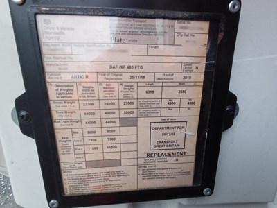 Lot 68 - 2018 (68 Plate) DAF XF 480 FTG 6x2 Artic Tractor Unit Euro 6