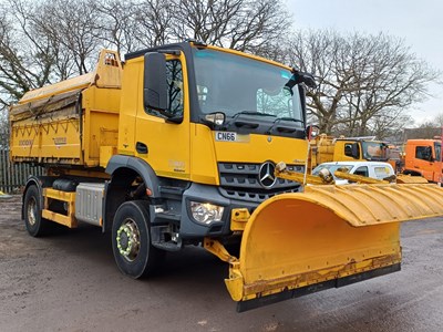 Lot 5 - 2016 (66 Plate) Mercedes Arocs 1824 Econ Tipper With Gritter and Plough Euro 6