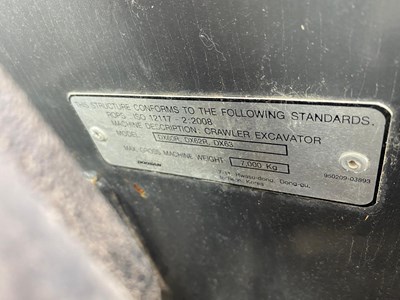 Lot 47 - 2014 Doosan DX63-3 Mini 6T Crawler Excavator Digger