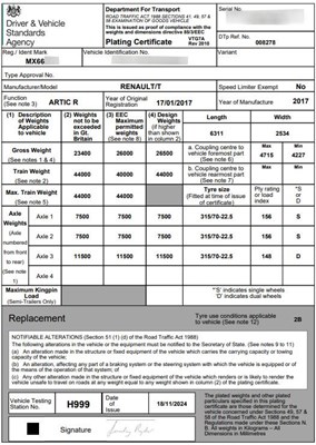 Lot 2 - 2017 (66 Plate) Renault T Series 6x2 Tractor Unit Euro 6