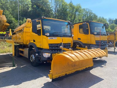Lot 3 - 2016 (66 Plate) Mercedes Arocs 2640 Econ Tipper with Gritter Body and Plough Attachment Euro 6