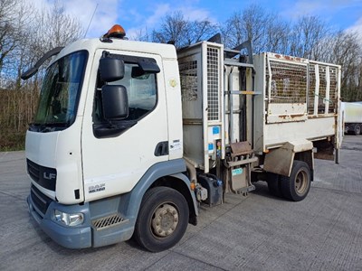 Lot 59 - 2013 (63 Plate) DAF LF 45.180 1000kg 4x2 Caged Tipper With Tail Lift & Bin Lift Euro 5