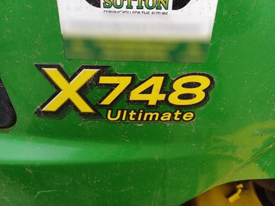 Lot 40 - John Deere x748 ultimate 4x4 ride on mower with the edge cutting deck and mcs 580h grass collector